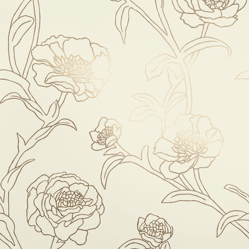 Tempaper Metallic Gold Leaf Peonies Removable Peel and Stick Floral Wallpaper, 20.5 in X 16.5 ft, Made in the USA - Image 1
